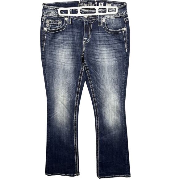 Miss Me Denim - Miss Me Mid-Rise Easy Boot Cut Embellished Pocket Jeans Women's Size 28 Y2K